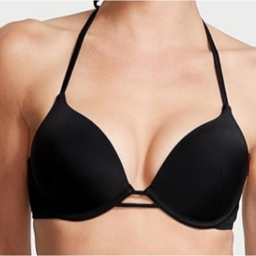 Victoria’s Secret Mix and Match Bombshell Push Up Black Bikini Top Add 2 Cups